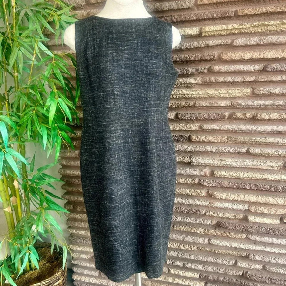 Classiques Entier Black Tweed Professional Sleeveless Wool Blend Sheath Dress - Picture 1 of 7